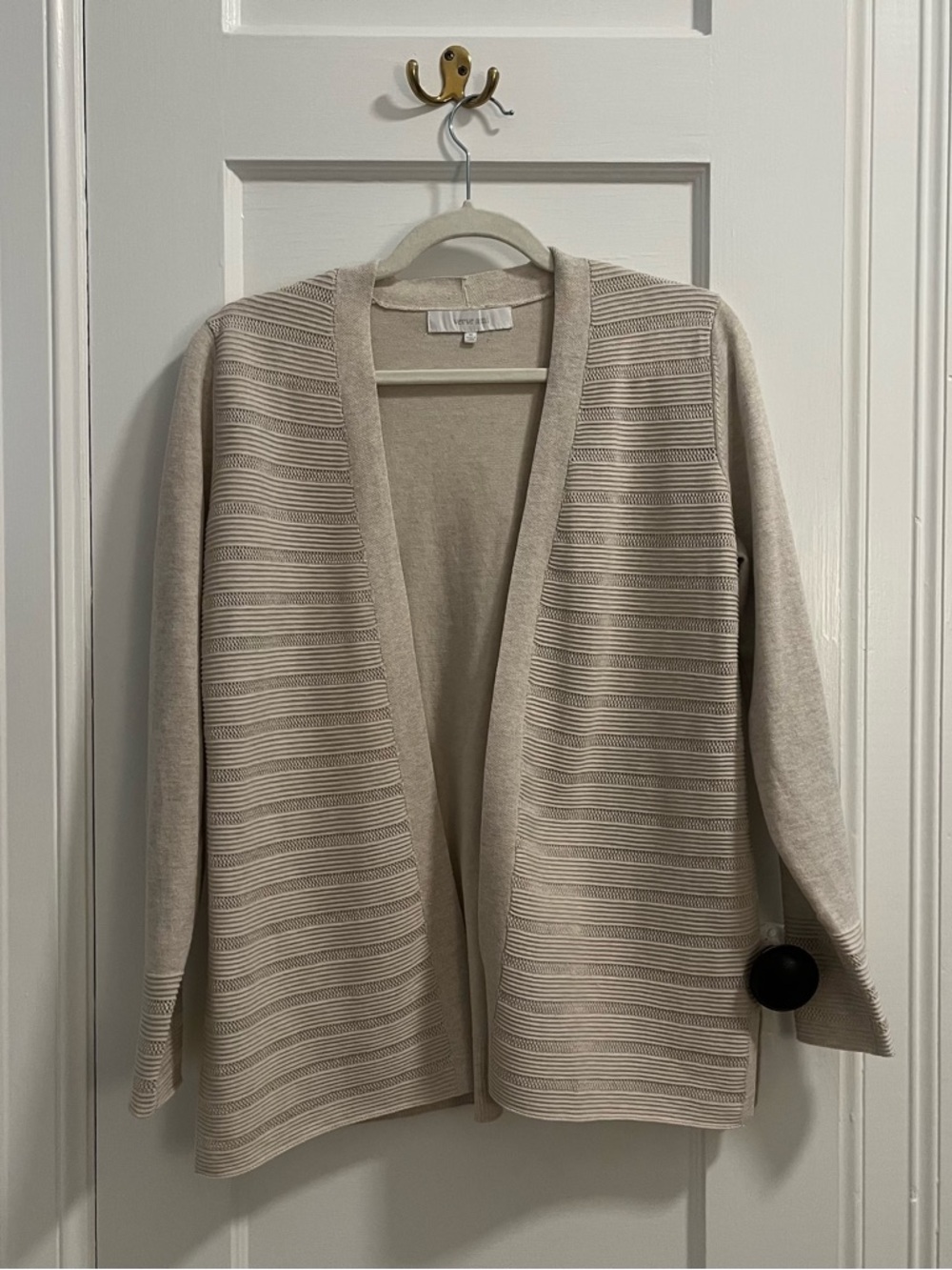 Verve Ami Women’s Size Medium Beige Open-Front Cardigan Sweater